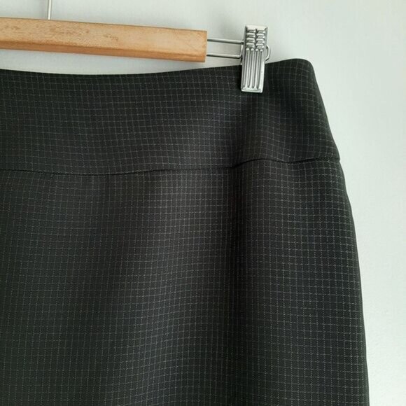 AK ANNE KLEIN / Classic Grid Check Knee Length Pencil Skirt Black Sz 10 - Picture 5 of 11